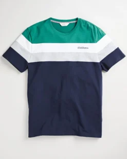 Oved T-Shirts Supima Cotton Chest-Stripe Crew T-Shirt - Navy Blazer