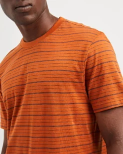 Oved Mini-Stripe Jersey T-Shirt - Caramel T-Shirts