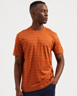 Oved Mini-Stripe Jersey T-Shirt - Caramel T-Shirts