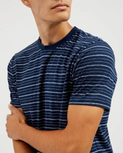 Oved T-Shirts Mini-Stripe Jersey T-Shirt - Navy Blazer