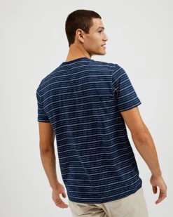 Oved T-Shirts Mini-Stripe Jersey T-Shirt - Navy Blazer