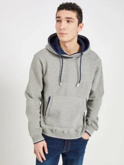 Oved Loungewear Fleece Cotton Script Logo Hoodie - Grey Heather