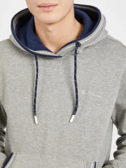 Oved Loungewear Fleece Cotton Script Logo Hoodie - Grey Heather