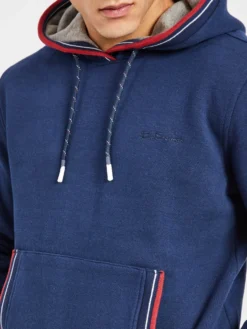 Oved Fleece Cotton Script Logo Hoodie - Navy Blazer Loungewear