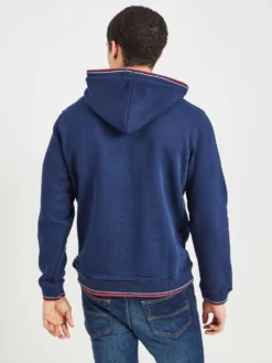Oved Fleece Cotton Script Logo Hoodie - Navy Blazer Loungewear