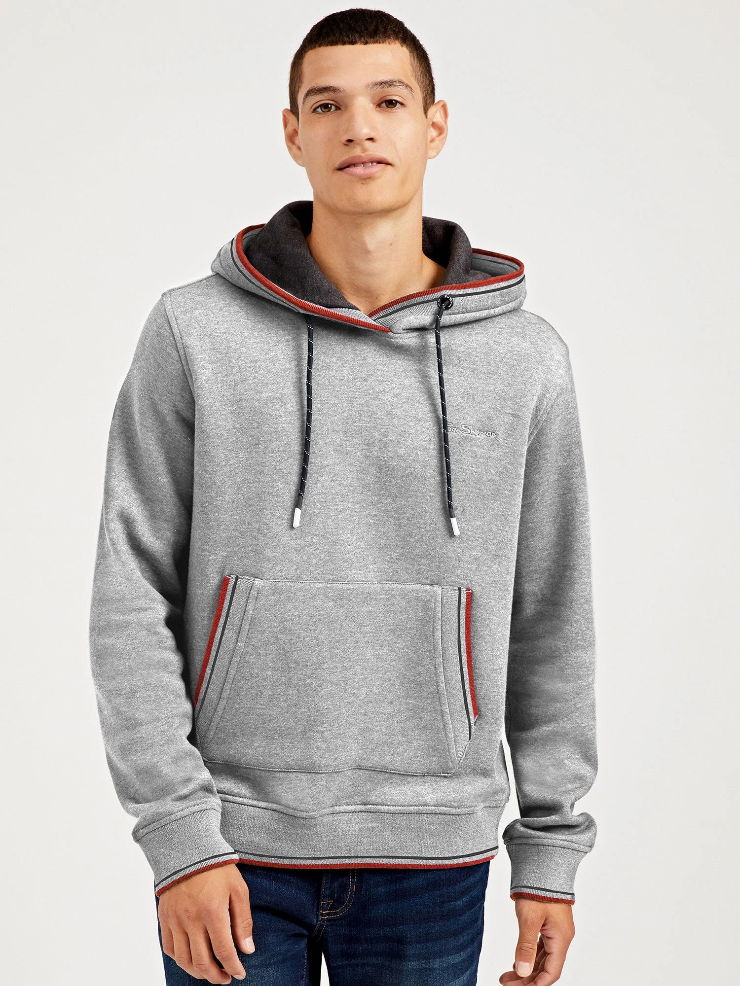Oved Fleece Cotton Script Logo Hoodie - Grey Heather 5 Oved Fleece Cotton Script Logo Hoodie - Grey Heather