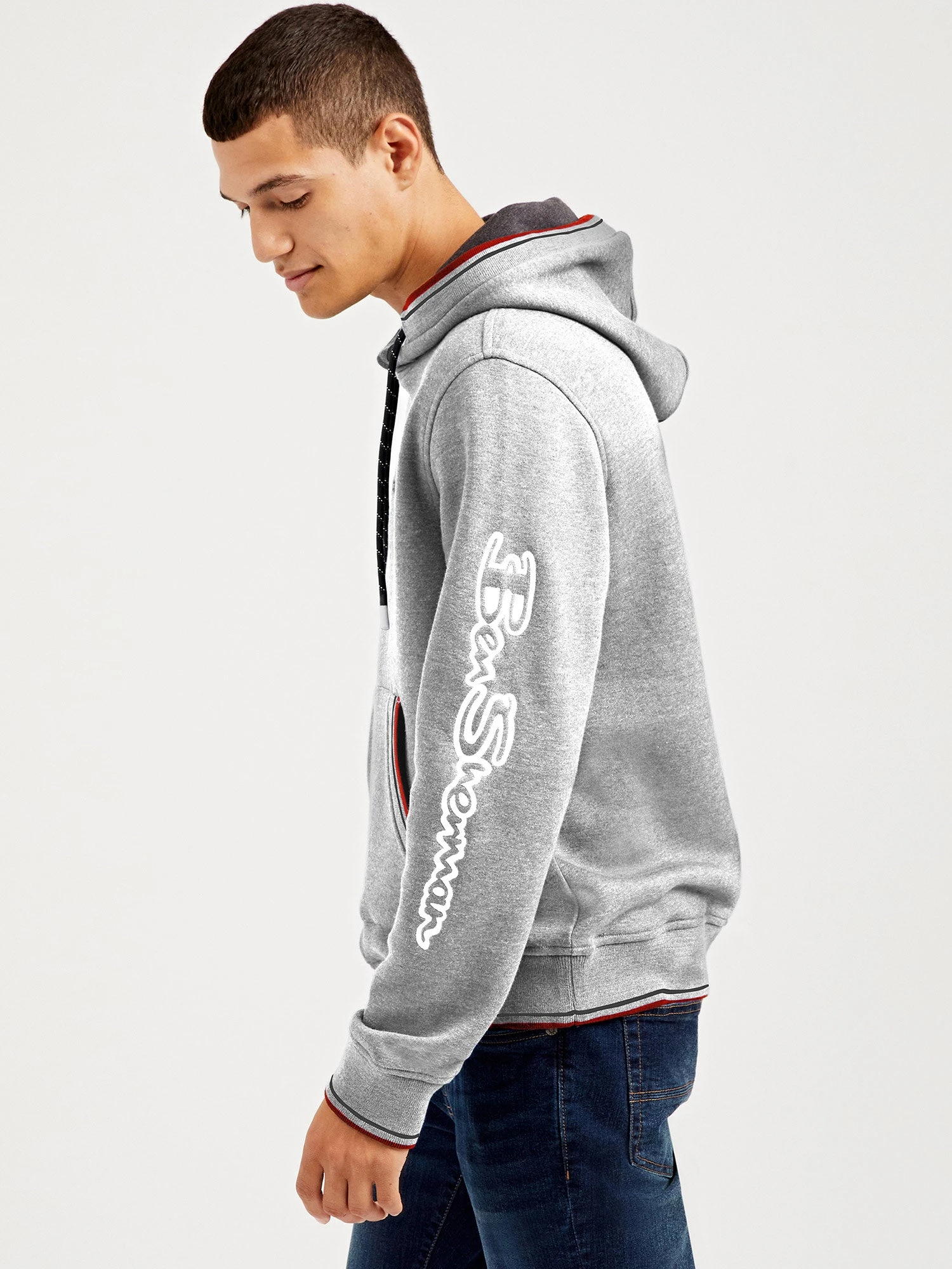 Oved Fleece Cotton Script Logo Hoodie - Grey Heather 4 Oved Fleece Cotton Script Logo Hoodie - Grey Heather