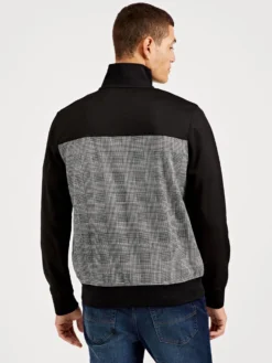 Oved Glen Plaid Track Jacket - Black Loungewear