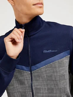 Oved Loungewear Glen Plaid Track Jacket - Navy Blazer