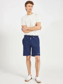 Oved Mod Stripe Fleece Track Short - Navy Blazer Shorts