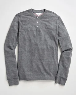 Oved Long Sleeve Henley T-shirt - Charcoal Heather Long-Sleeve Shirts