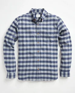 Oved Long Sleeve Herringbone Plaid Shirt - Grey Heather Long-Sleeve Shirts