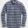 Oved Long Sleeve Herringbone Plaid Shirt - Navy Blazer