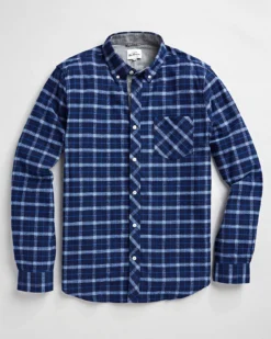 Oved Long-Sleeve Plaid Flannel Shirt - Navy Blazer Long-Sleeve Shirts