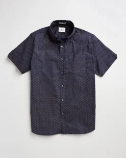 Oved Short-Sleeve Spot Dash Print Shirt - Navy