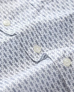 Oved Short-Sleeve Spot Dash Print Shirt - Snow White