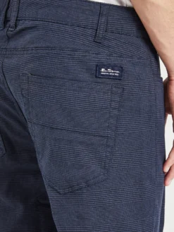 Oved Chinos & Trousers Glen 5-Pocket Stretch Plaid Pant - Navy