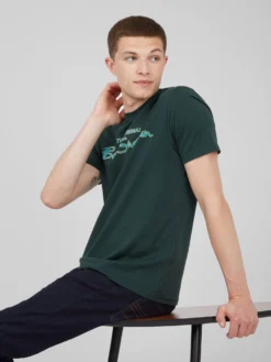 Baird Loungewear Signature Flock Graphic Tee - Dark Green