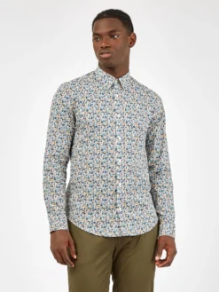 Baird Long-Sleeve Multi-Color Floral Shirt - Ivory