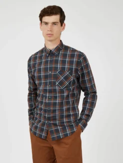 Baird Long-Sleeve Winter Madras Check Shirt - Midnight Long-Sleeve Shirts