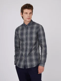Baird Long-Sleeve Gradient Check Shirt - Ivory Long-Sleeve Shirts