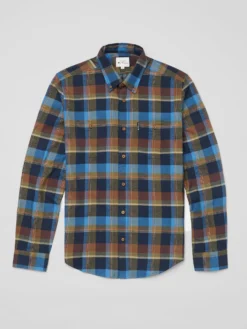 Baird Long-Sleeve Brushed Twill Check Shirt - Dark Blue