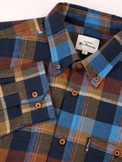 Baird Long-Sleeve Brushed Twill Check Shirt - Dark Blue