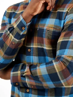 Baird Long-Sleeve Brushed Twill Check Shirt - Dark Blue
