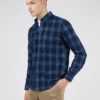 Baird Long-Sleeve Corduroy Ombre Check Shirt - Dark Blue