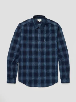 Baird Long-Sleeve Corduroy Ombre Check Shirt - Dark Blue 13 Baird Long-Sleeve Corduroy Ombre Check Shirt - Dark Blue