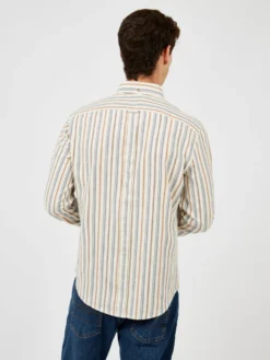 Baird The Vertical Stripe Long-Sleeve Brushed Vertical-Stripe Shirt - Ivory