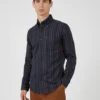Baird Long-Sleeve Brushed Vertical-Stripe Shirt - Midnight Long-Sleeve Shirts 2 Baird Long-Sleeve Brushed Vertical-Stripe Shirt - Midnight Long-Sleeve Shirts