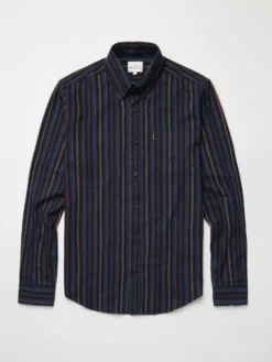Baird Long-Sleeve Brushed Vertical-Stripe Shirt - Midnight Long-Sleeve Shirts
