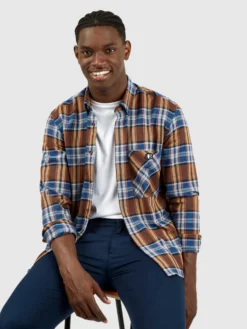 Baird Long-Sleeve Shirts B By Ben Sherman Long-Sleeve Recycled Check Shirt - Royal Blue