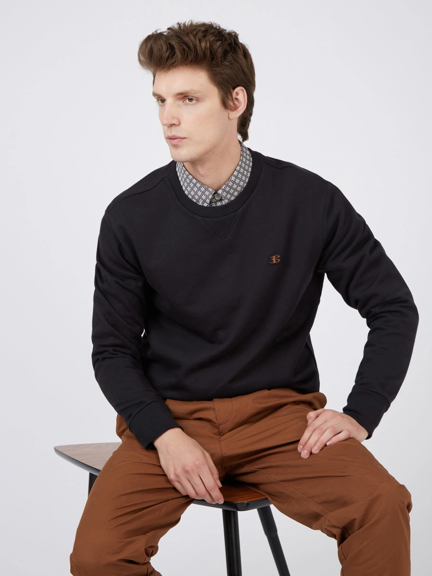 Baird B By Ben Sherman Tricot/Loopback Sweatshirt - Black Loungewear 5 Baird B By Ben Sherman Tricot/Loopback Sweatshirt - Black Loungewear