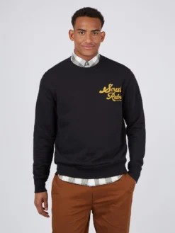 Baird Soul Rebel Graphic Loopback Crewneck Sweatshirt - Black Loungewear