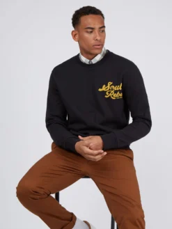 Baird Soul Rebel Graphic Loopback Crewneck Sweatshirt - Black Loungewear
