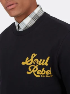 Baird Soul Rebel Graphic Loopback Crewneck Sweatshirt - Black Loungewear