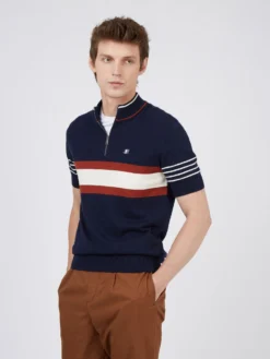 Baird B By Ben Sherman Shop B By Ben Sherman Short-Sleeve Zip-Neck Knit Polo - Marine 11 Baird B By Ben Sherman Shop B By Ben Sherman Short-Sleeve Zip-Neck Knit Polo - Marine