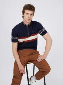 Baird B By Ben Sherman Shop B By Ben Sherman Short-Sleeve Zip-Neck Knit Polo - Marine