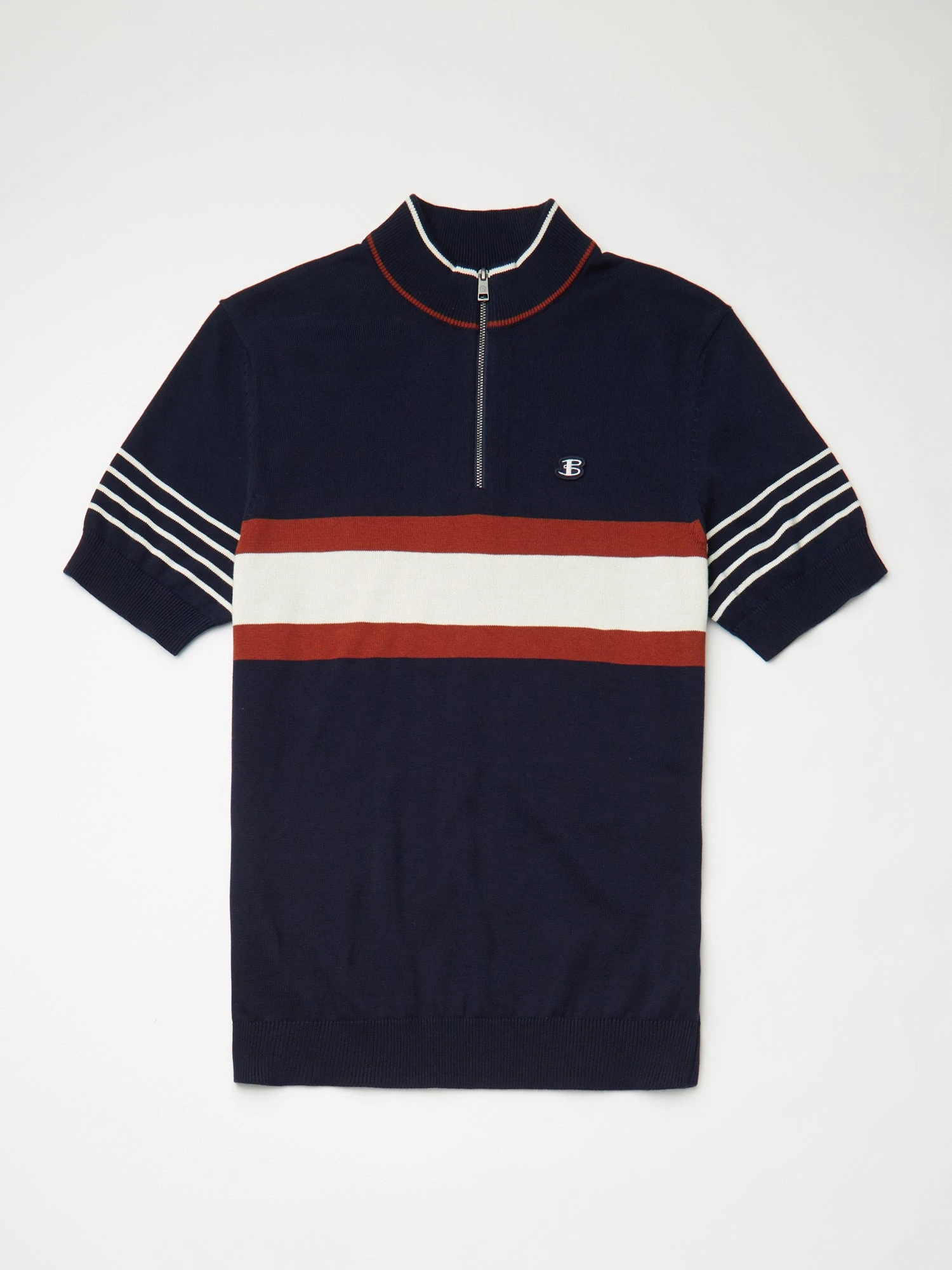 Baird B By Ben Sherman Shop B By Ben Sherman Short-Sleeve Zip-Neck Knit Polo - Marine 7 Baird B By Ben Sherman Shop B By Ben Sherman Short-Sleeve Zip-Neck Knit Polo - Marine