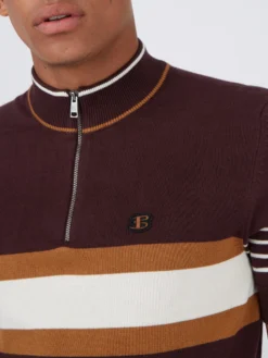 Baird B By Ben Sherman Shop B By Ben Sherman Short-Sleeve Zip-Neck Knit Polo - Bordeaux