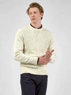 Baird Cable-Knit Crewneck Sweater - Ivory Sweaters