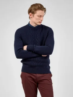 Baird Sweaters Cable-Knit Crewneck Sweater - Marine