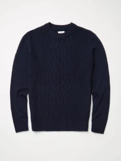 Baird Sweaters Cable-Knit Crewneck Sweater - Marine