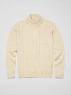 Baird Patterned Knit Roll-Neck Sweater - Ivory Sweaters