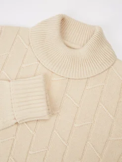 Baird Patterned Knit Roll-Neck Sweater - Ivory Sweaters