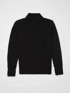 Baird Patterned Knit Roll-Neck Sweater - Black