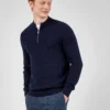 Baird Textured Zip-Neck Knit Sweater - Marine