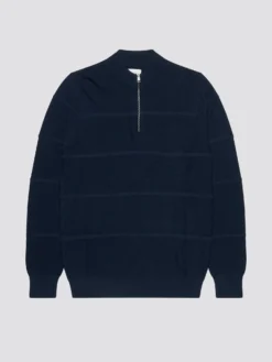 Baird Textured Zip-Neck Knit Sweater - Marine 11 Baird Textured Zip-Neck Knit Sweater - Marine